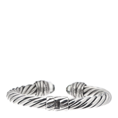 David Yurman Sterling Silver Diamond Prasiolite 8.5mm Crossover Hinge Bracelet 3 of 4