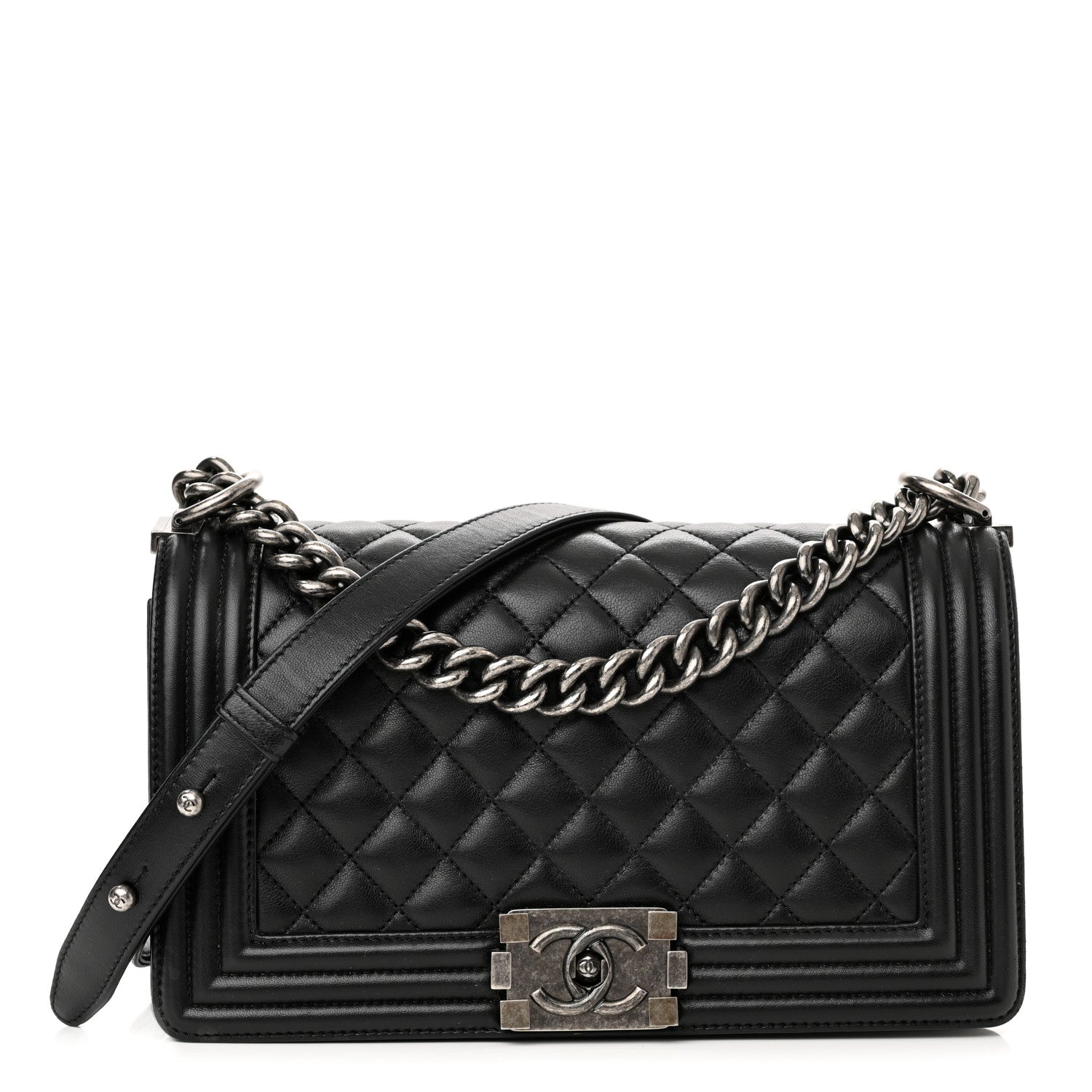 Chanel Lambskin Quilted Medium Boy Flap Black 1 of 12