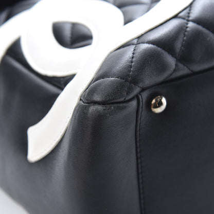 Chanel Calfskin Quilted Large Cambon Flap Black White 9 of 14