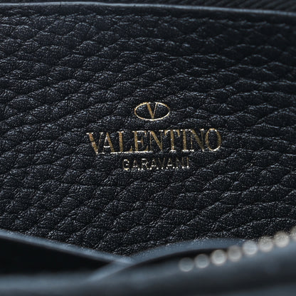 Valentino Garavani Pebbled Calfskin Rockstud Zip Around Wallet Black 6 of 10