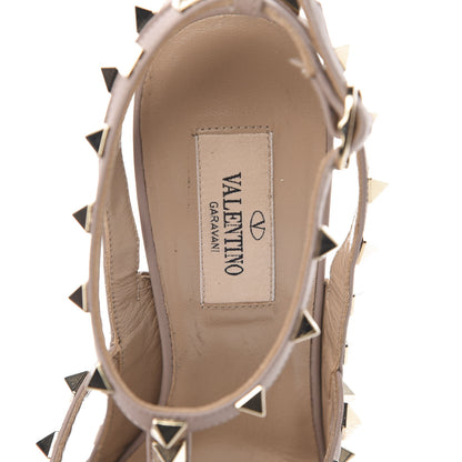 Valentino Garavani Calfskin Nappa Rockstud Ankle Strap 100mm Pumps 38 Alpaca Poudre 6 of 10