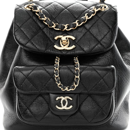 Chanel Glazed Aged Calfskin Quilted Small Duma Drawstring Backpack Black 8 of 10