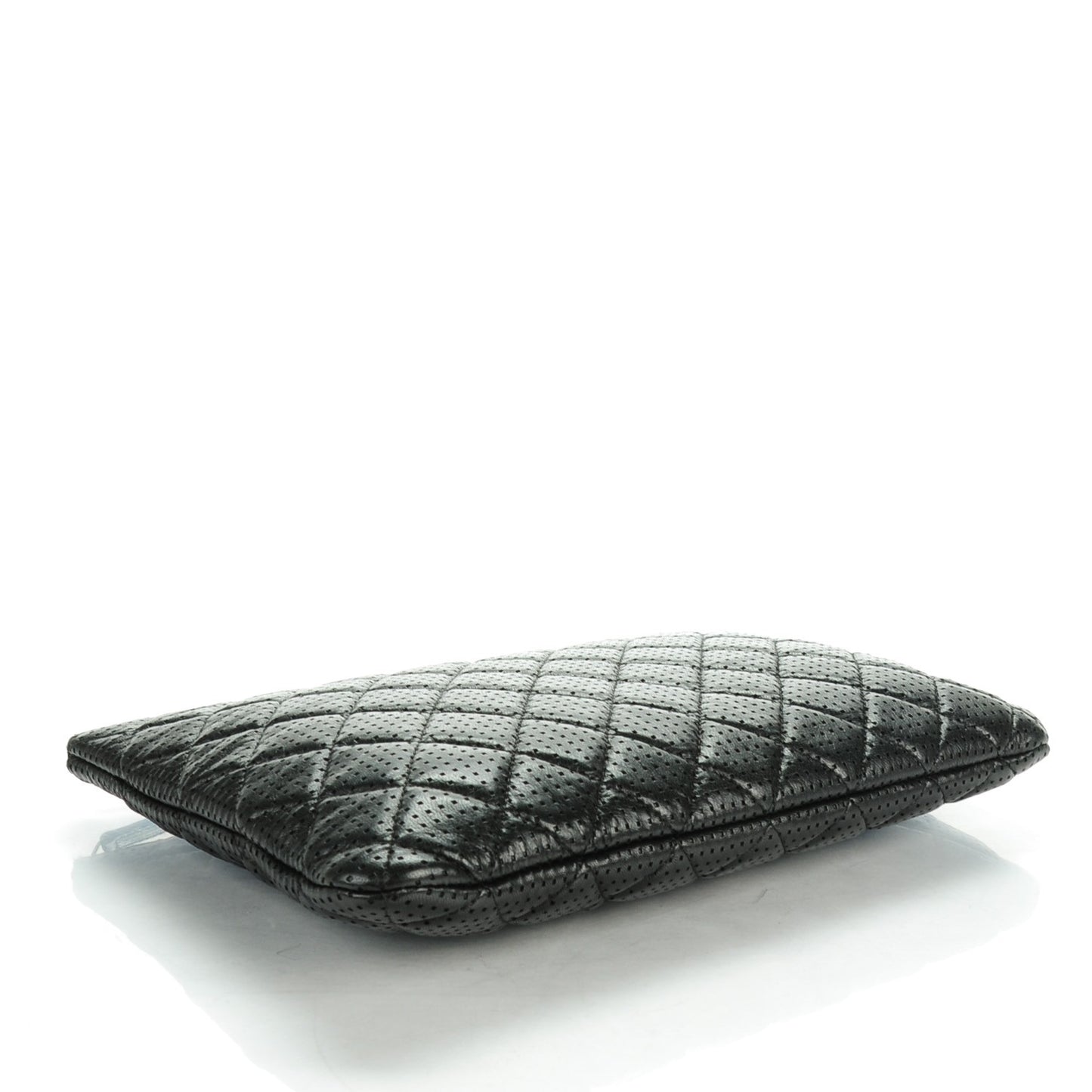 Perforated Lambskin Quilted Medium Cosmetic Case Black