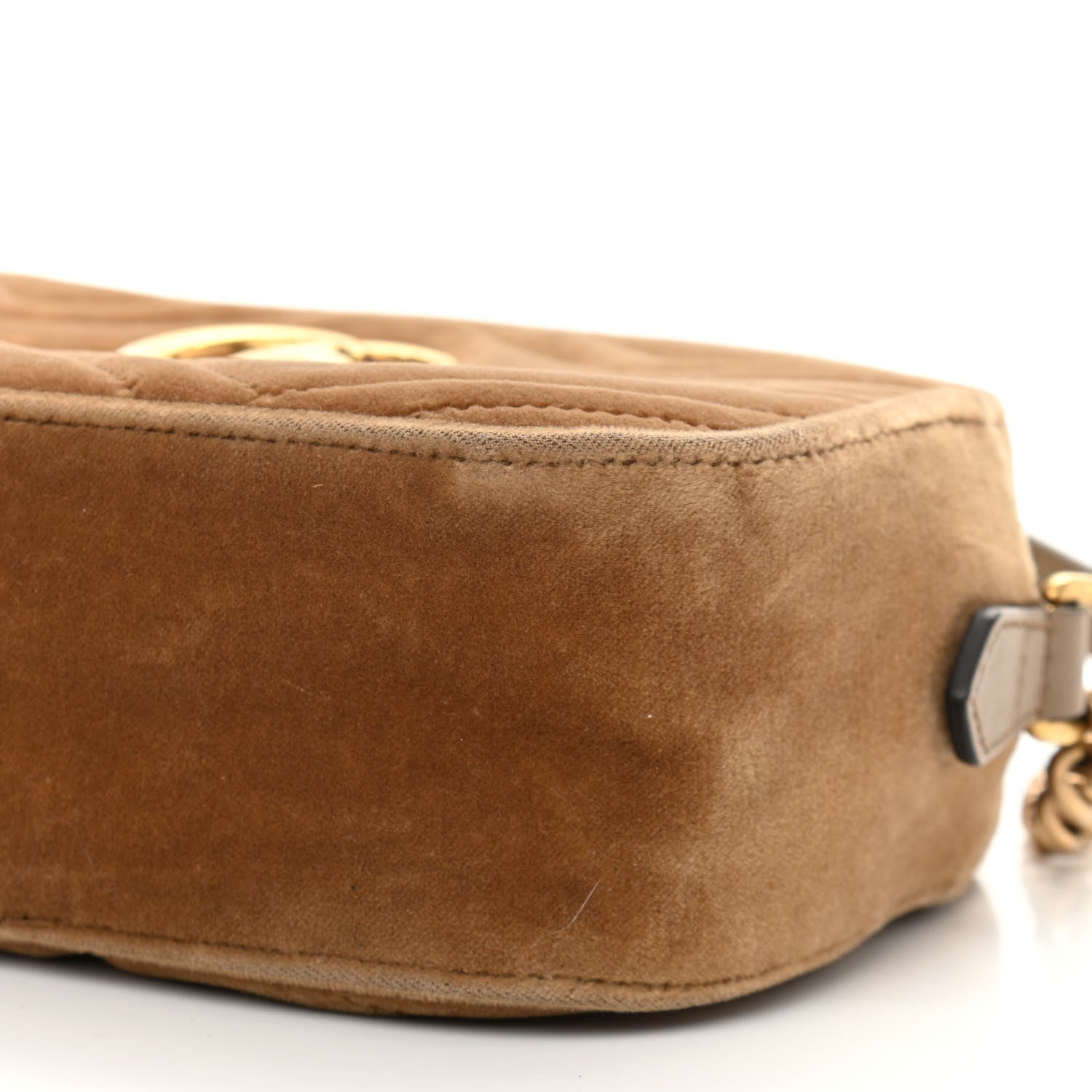 Gucci Velvet Matelasse Small GG Marmont Chain Shoulder Bag Taupe 11 of 11