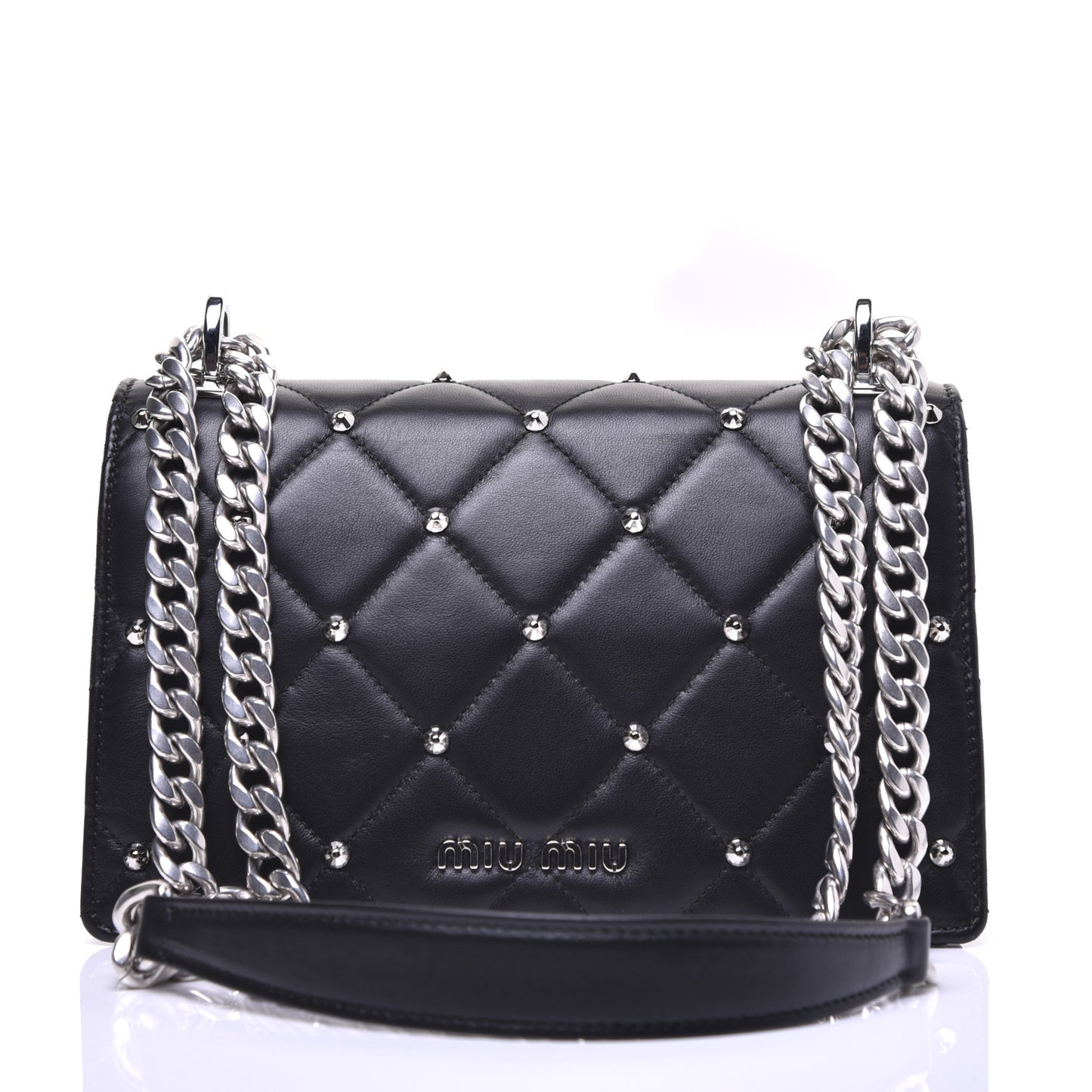 Pattina Nappa Crystal Studded Borchie Flap Bag Black