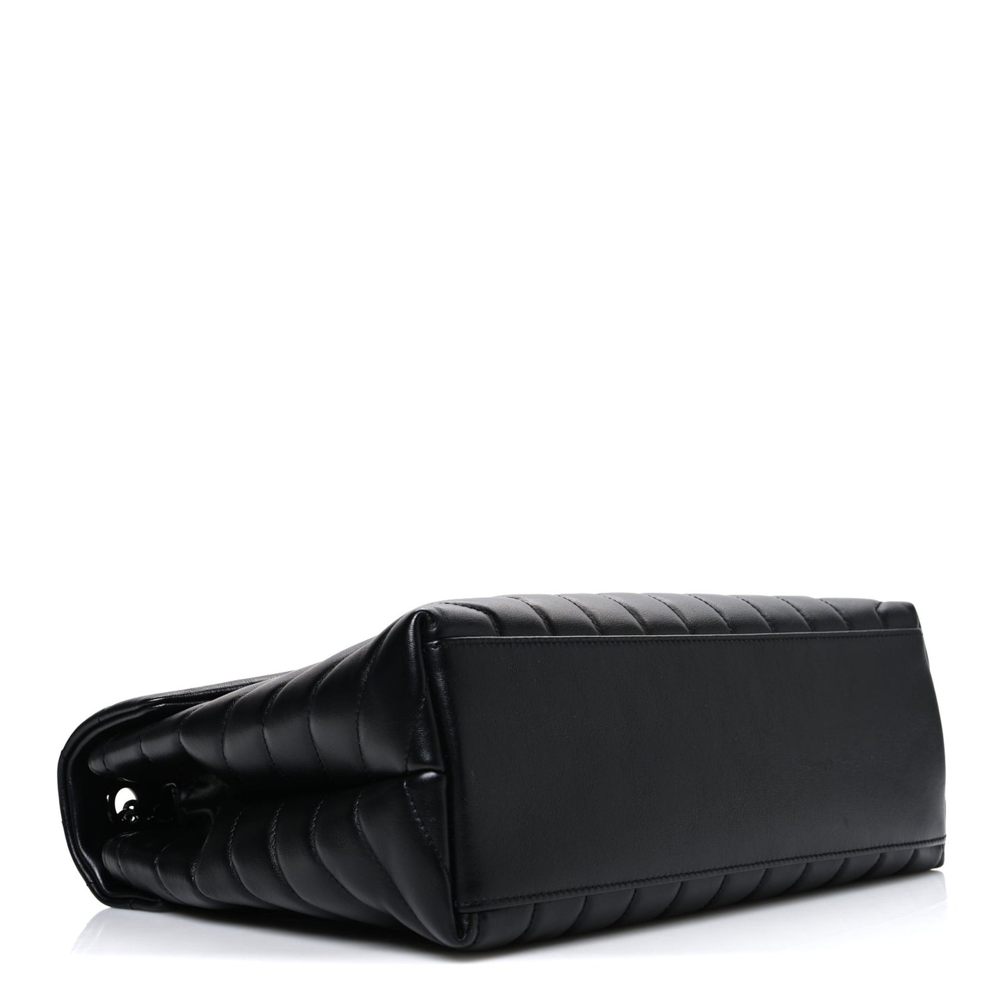 Calfskin Y Quilted Monogram Monochrome Medium Loulou Chain Satchel Black Black