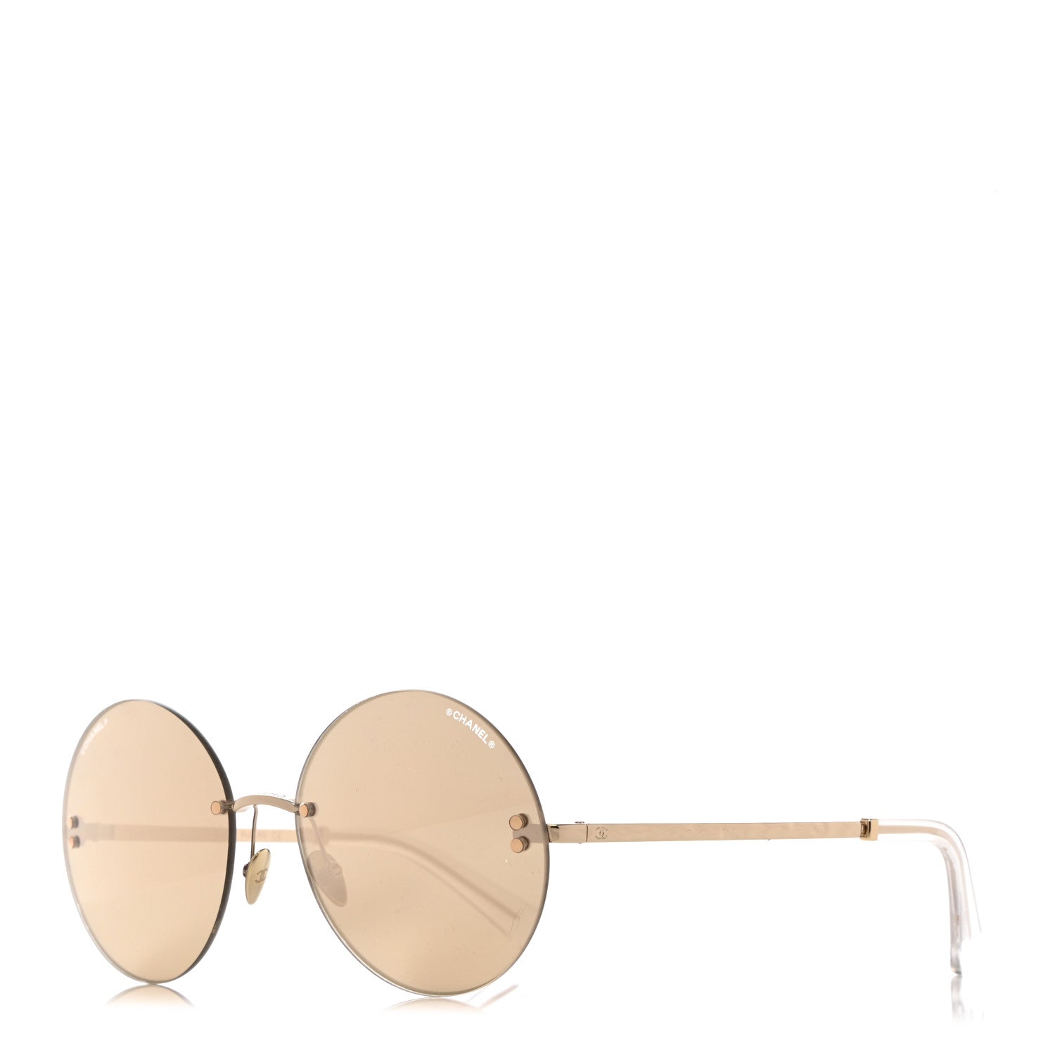 Chanel Gold Plated Acetate Mirror Round Signature Sunglasses 71308 Gold 1 of 8