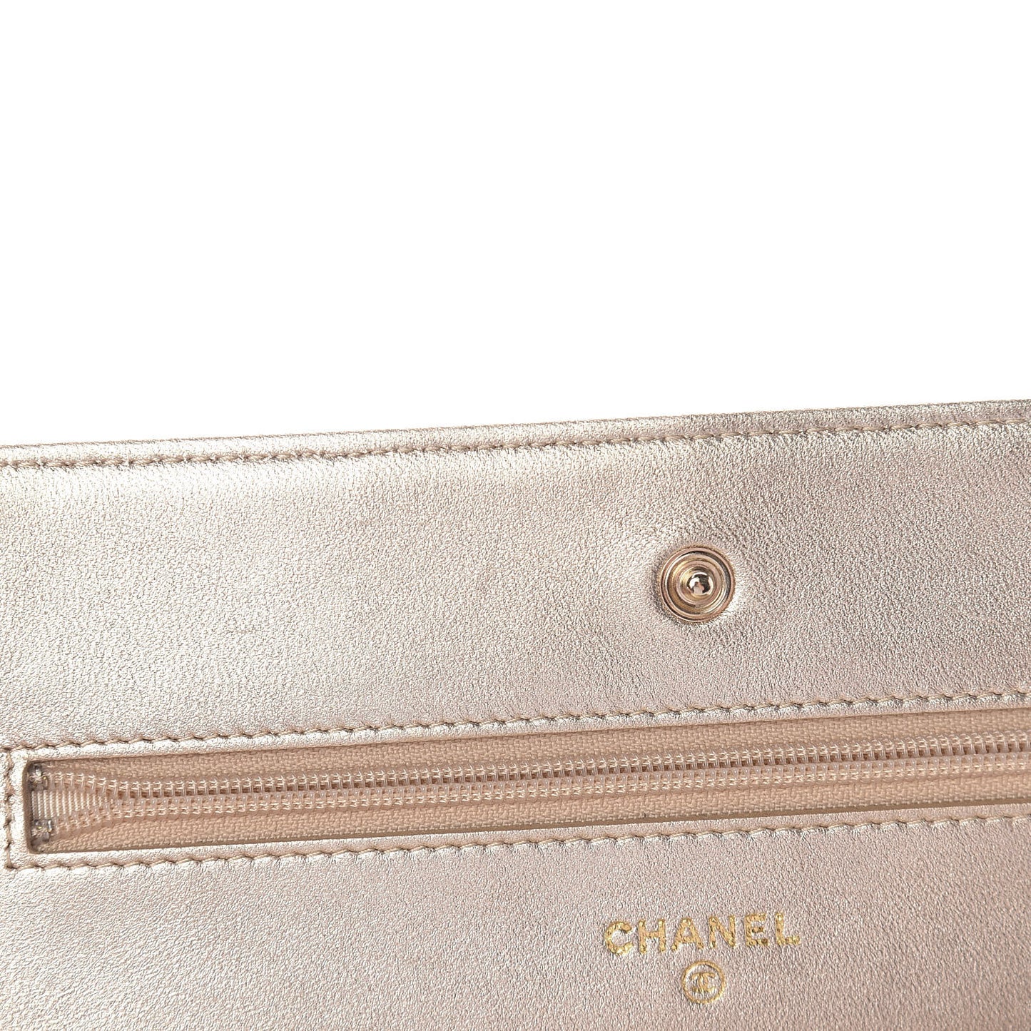 Lambskin Quilted Wallet On Chain WOC Light Gold
