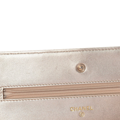 Chanel Lambskin Quilted Wallet On Chain WOC Light Gold 12 of 19