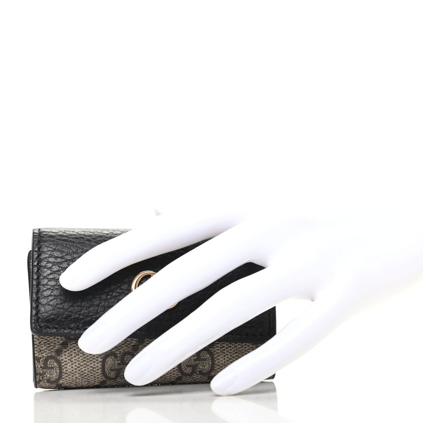 Dollar Calfskin GG Supreme Monogram GG Marmont 6 Key Holder Case Black Beige Ebony