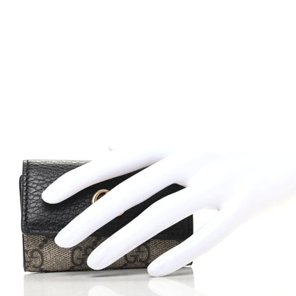 Gucci Dollar Calfskin GG Supreme Monogram GG Marmont 6 Key Holder Case Black Beige Ebony 2 of 7