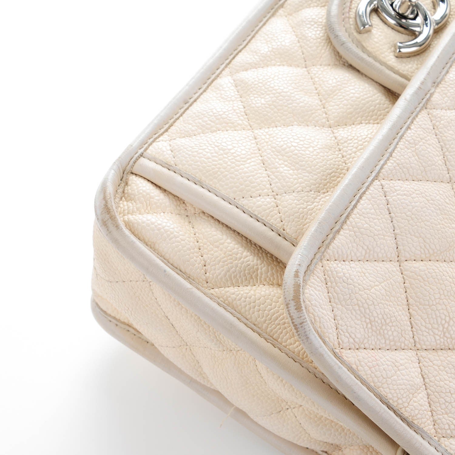 Chanel Caviar Quilted Medium French Riviera Flap White 14 of 16