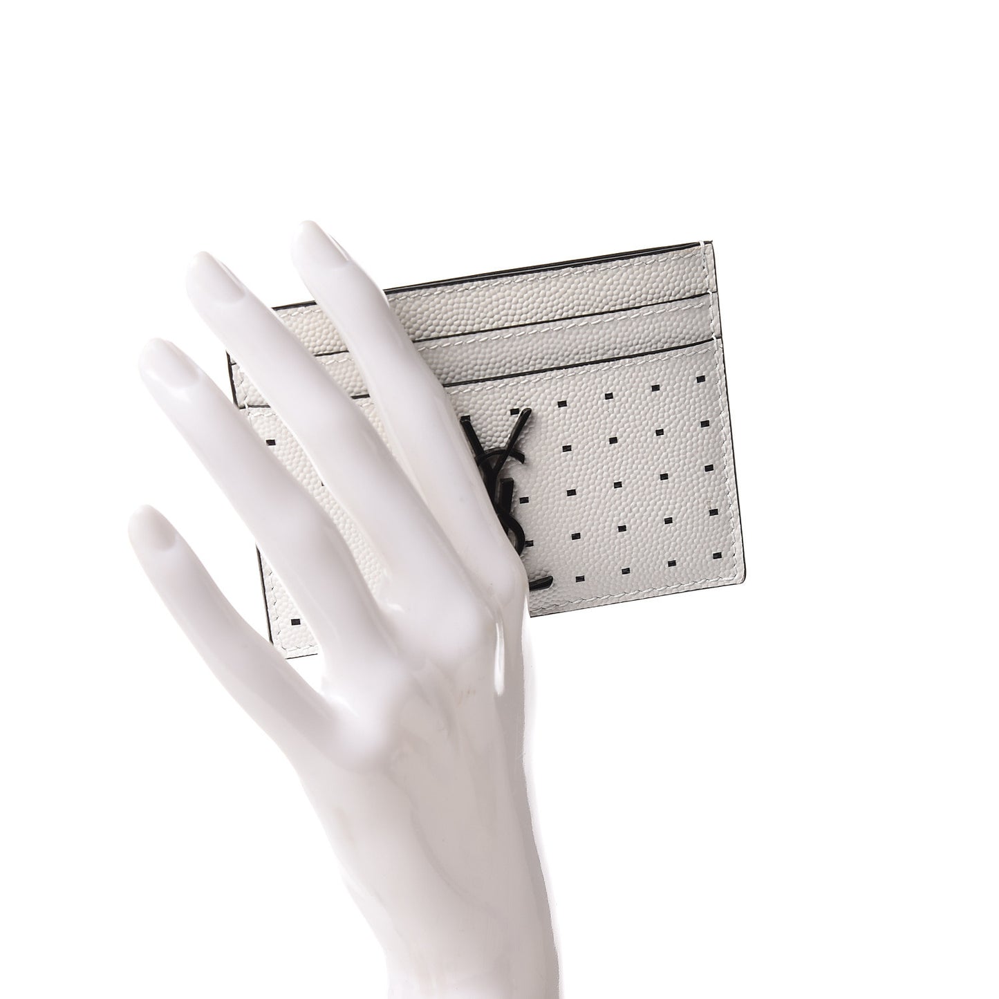 Grain De Poudre Matelasse Dotted Squares Card Case White