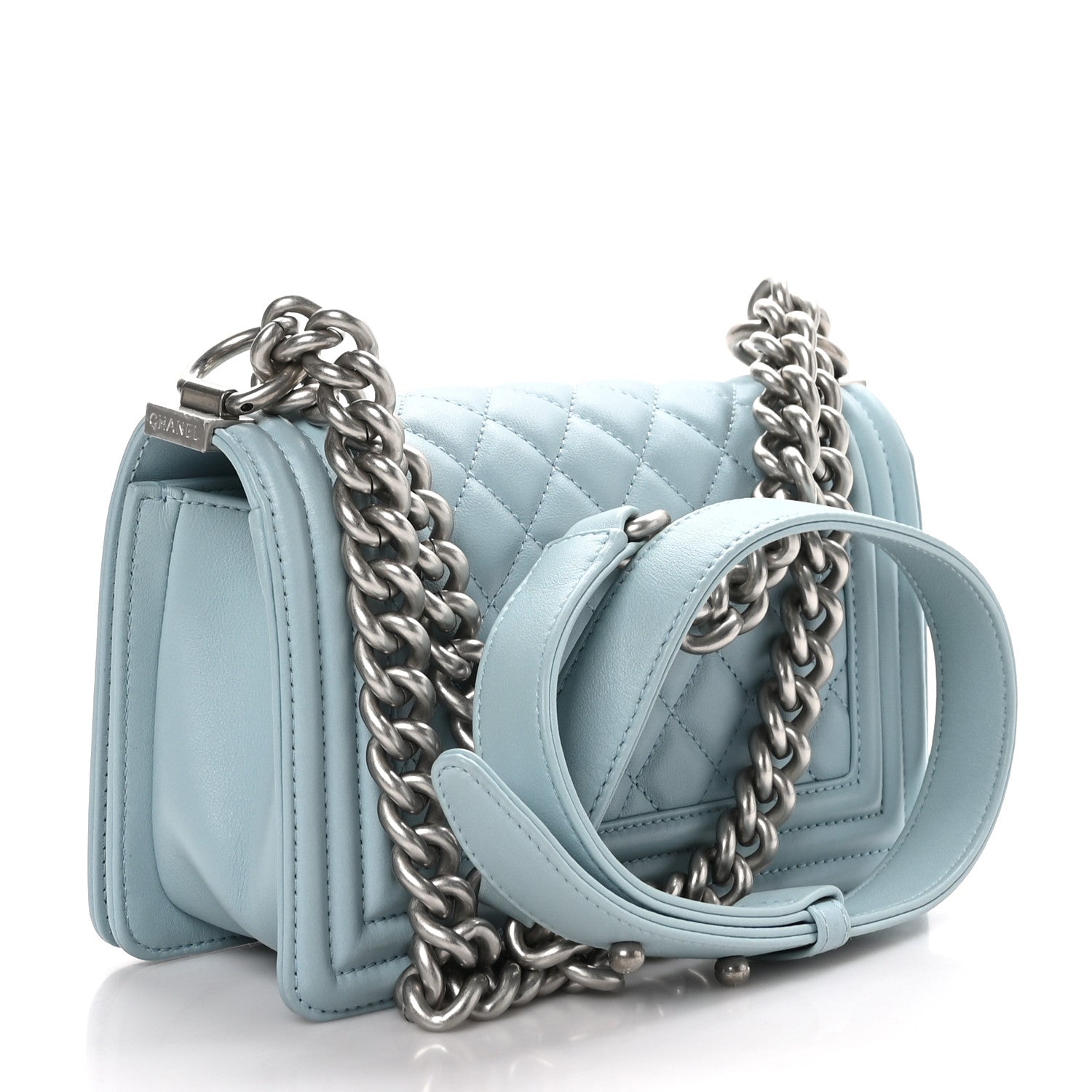 Chanel Lambskin Quilted Small Boy Flap Light Blue 3 of 10