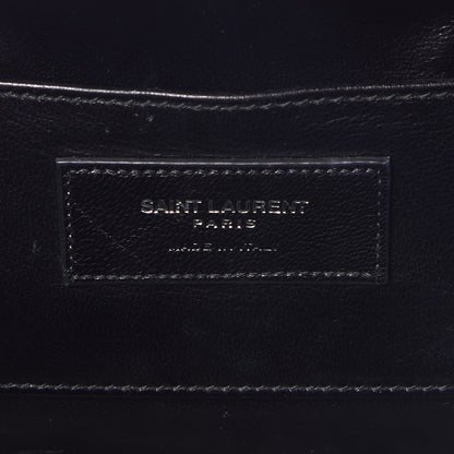 Saint Laurent Calfskin Crocodile Embossed Monogram Lunch Box Bag Black 8 of 8