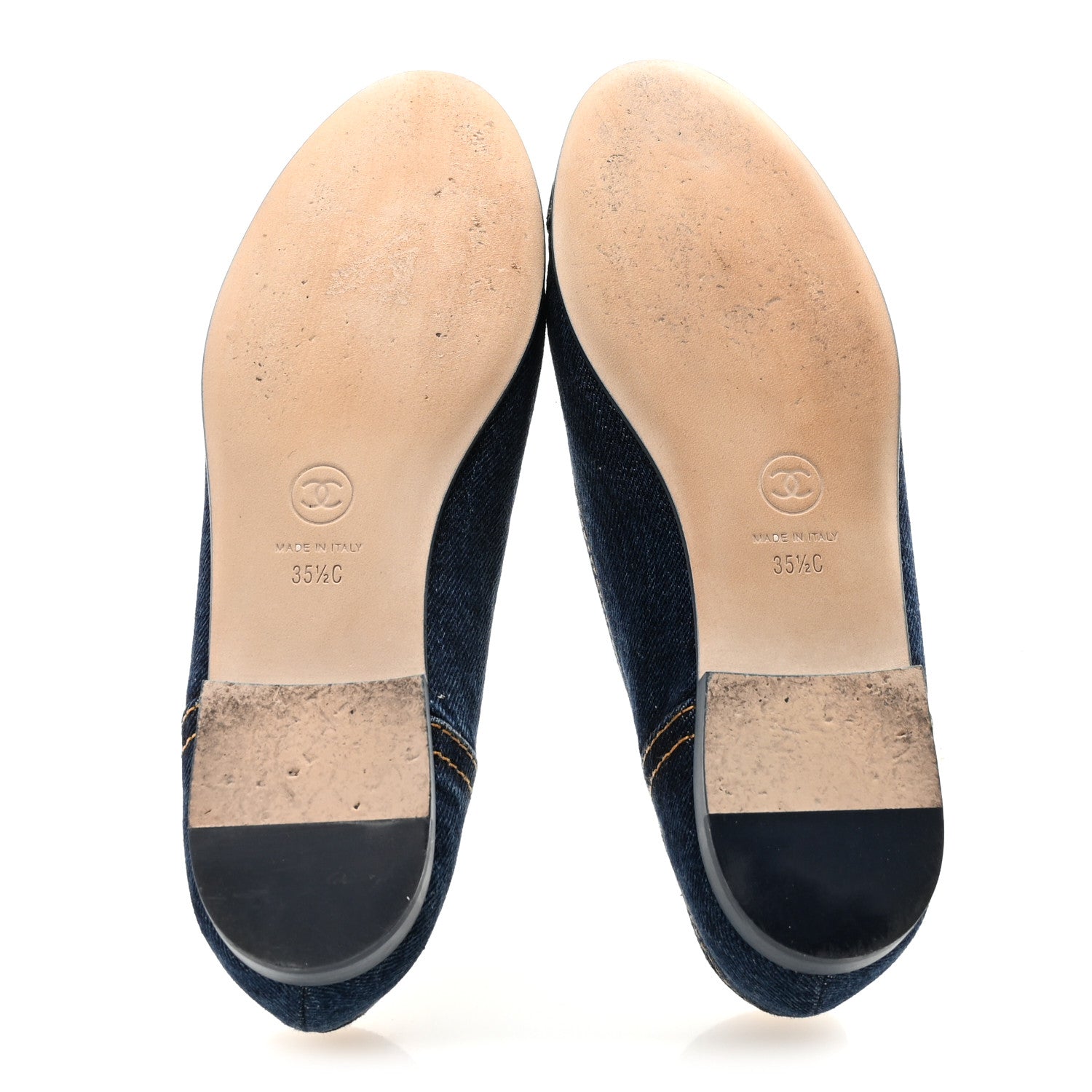 Chanel Denim CC Cap Toe Ballerina Flats 35.5 Blue 1830860