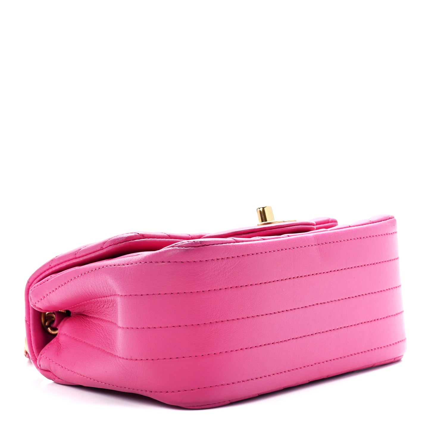 Lambskin Chevron Quilted Mini Square Flap Fuchsia