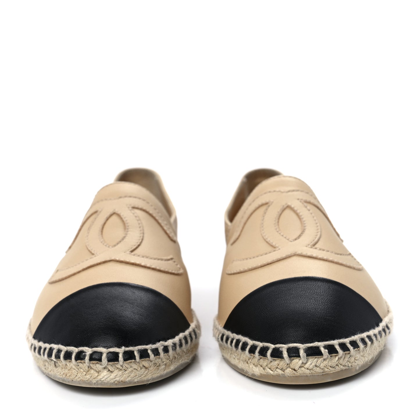 Lambskin CC Espadrilles 38 Beige Black