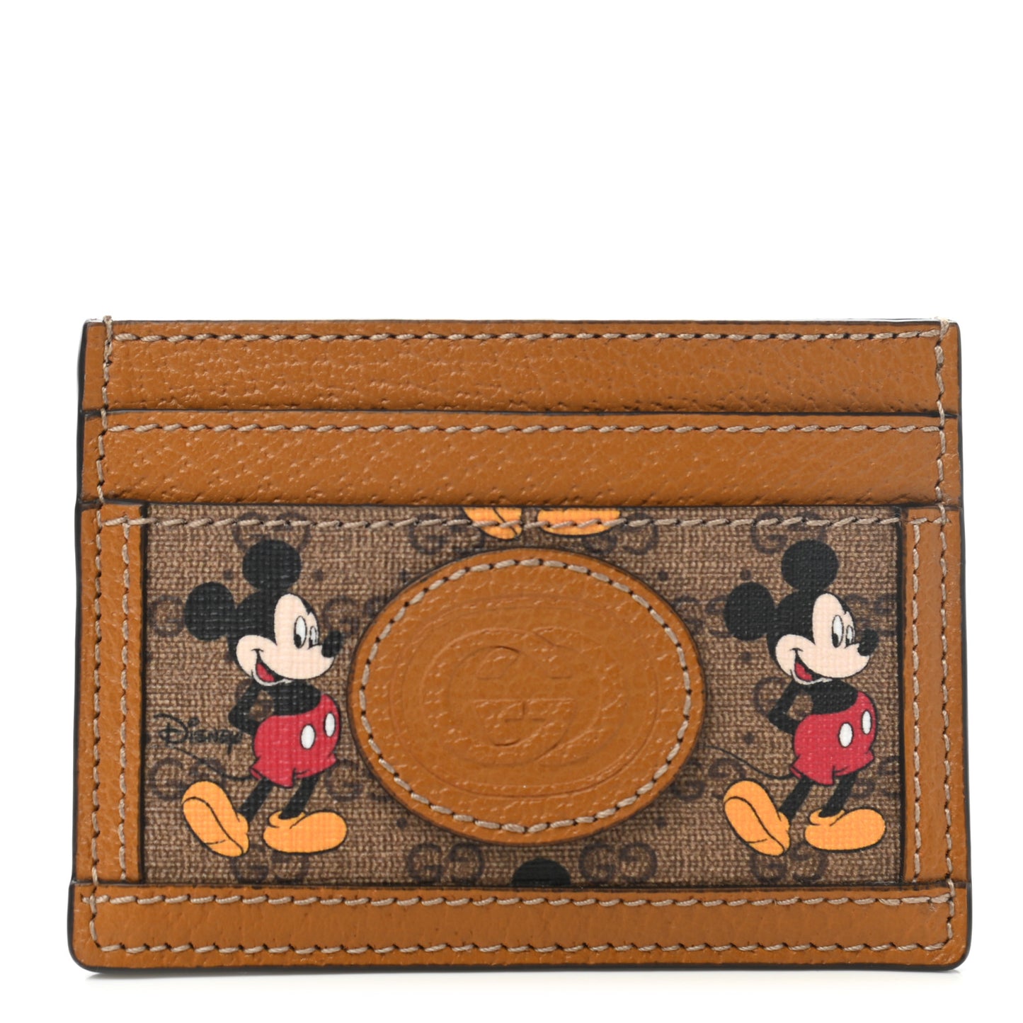 X DISNEY Mini Vintage GG Supreme Monogram Mickey Mouse Card Holder Beige Vintage Sun Oil