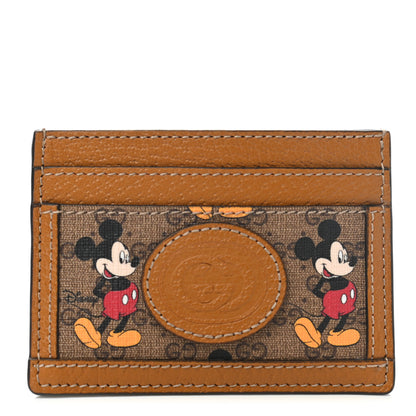 Gucci X DISNEY Mini Vintage GG Supreme Monogram Mickey Mouse Card Holder Beige Vintage Sun Oil 1 of 6
