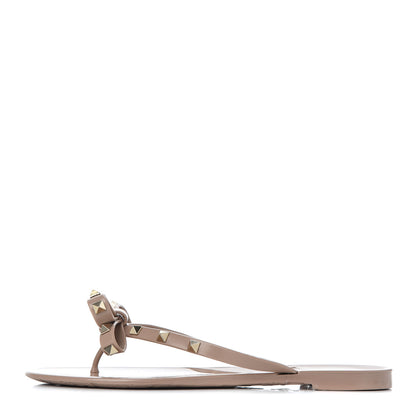 Valentino Garavani PVC Jelly Rockstud Bow Thong Sandals 40 Poudre 1 of 14