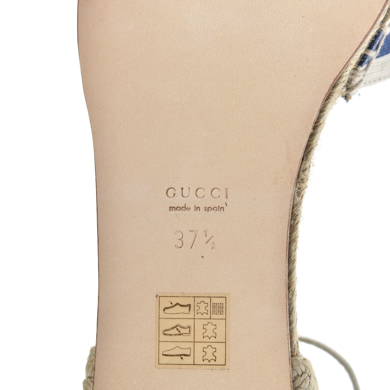 Gucci Canvas Striped Espadrilles 37.5 Blue White 8 of 8