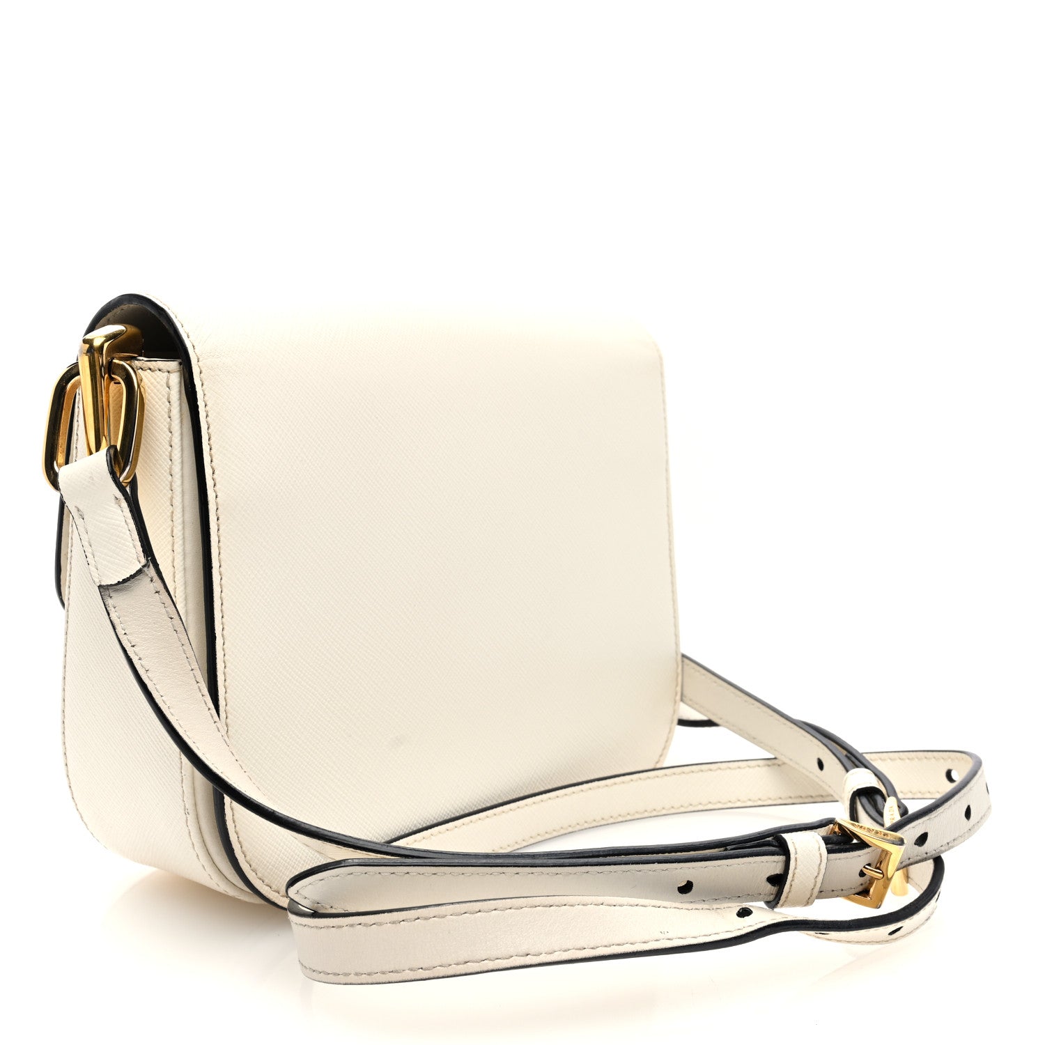 Prada Saffiano Lux Embleme Flap Shoulder Bag White 3 of 9