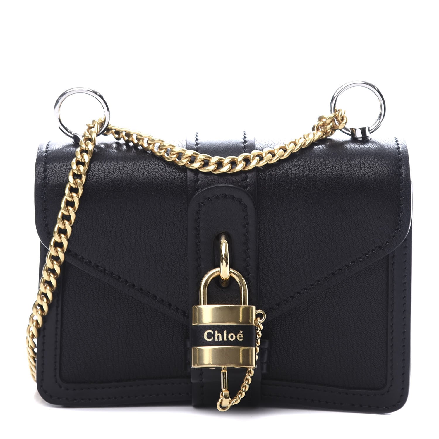 Chloe Shiny Goatskin Calfskin Mini Aby Chain Shoulder Bag Black 1 of 11