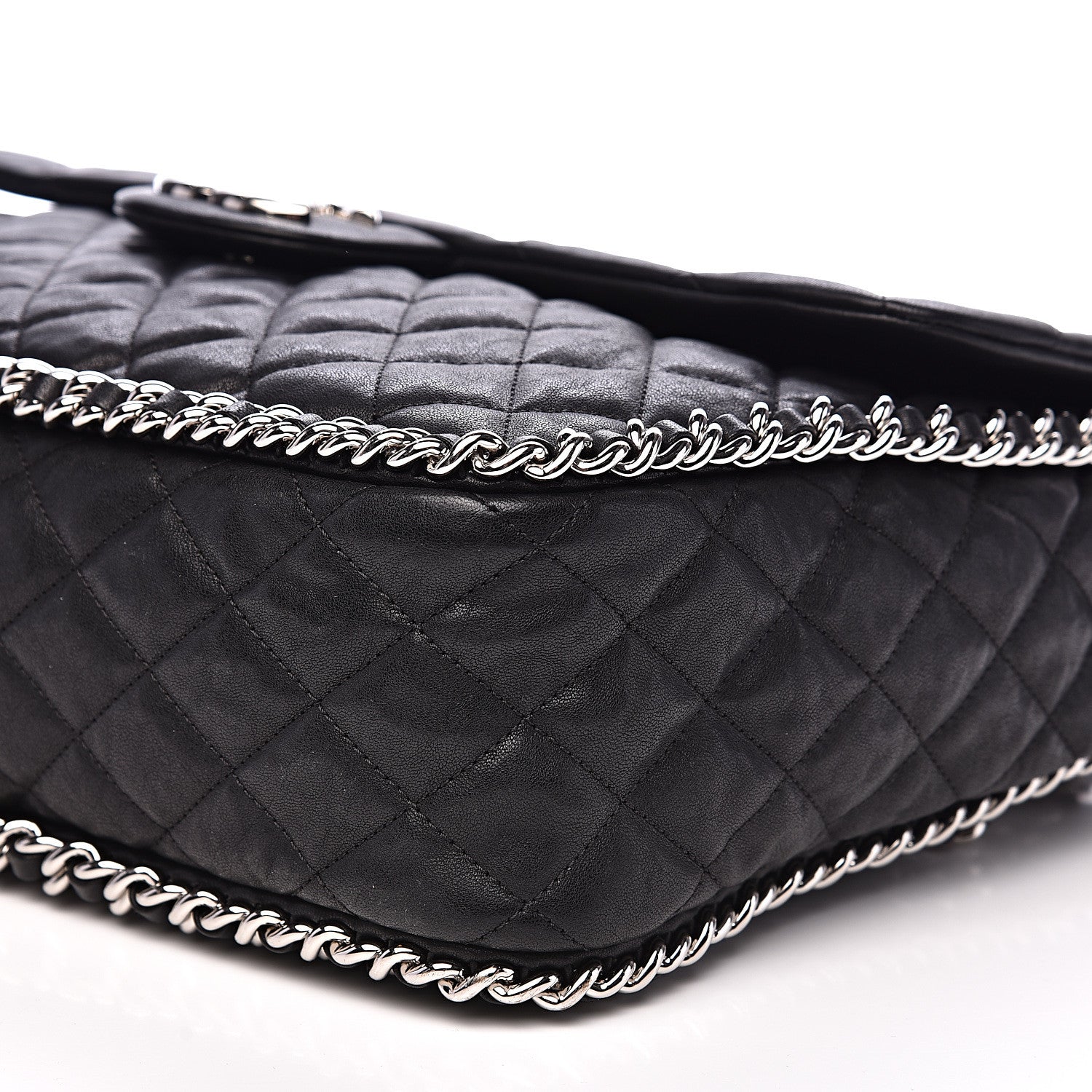 Chanel Washed Lambskin Quilted Maxi Chain Around Flap Black 10 of 14
