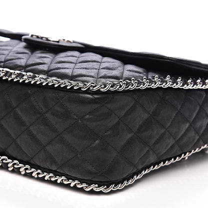 Chanel Washed Lambskin Quilted Maxi Chain Around Flap Black 10 of 14
