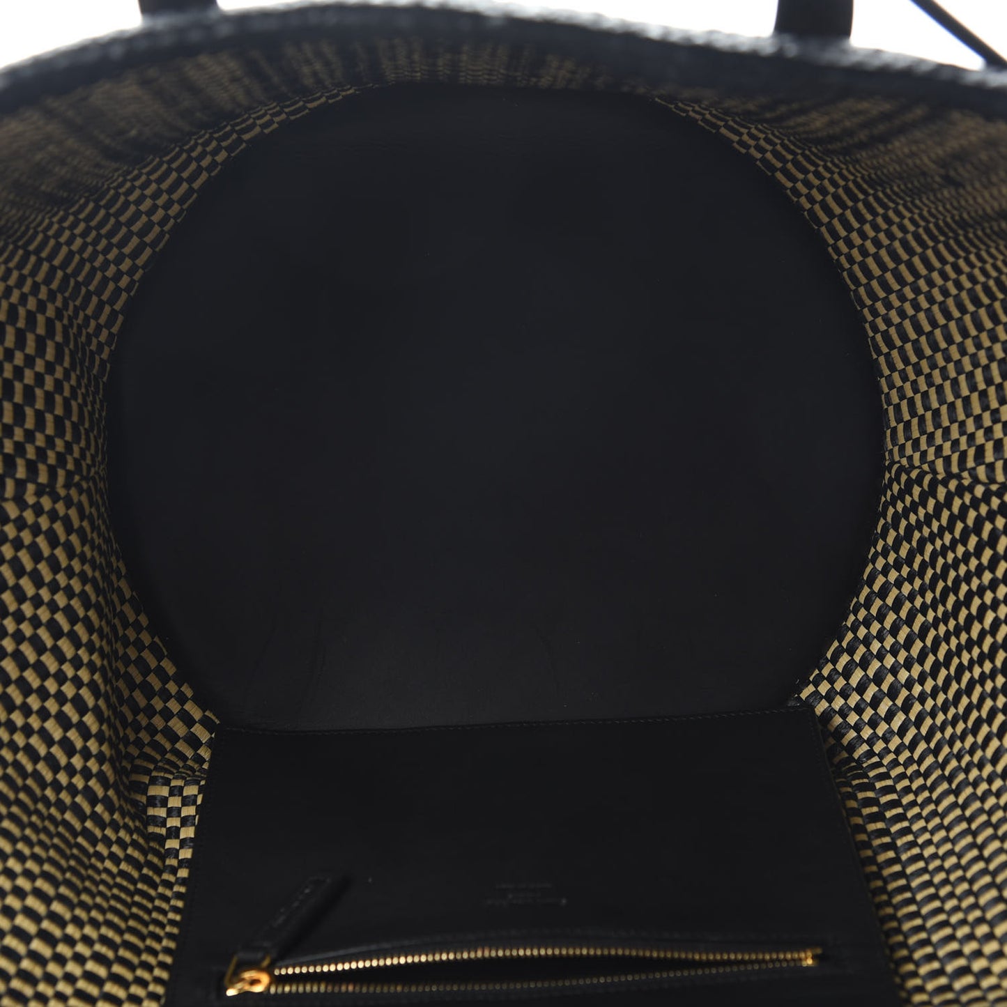 Raffia Calfskin Medium Panier Tote Black Naturale