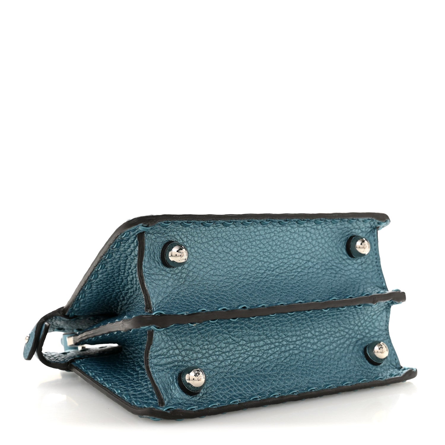 Fendi Metallic Cuoio Roma Sellerissima Nappa Sintetica Tape Stitch Petite Peekaboo I SEE U Iconic Satchel Placca Argento 4 of 11