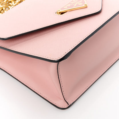 Prada Saffiano Soft Calfskin Metal Triangle Logo Envelope Chain Shoulder Bag Orchidea 9 of 10