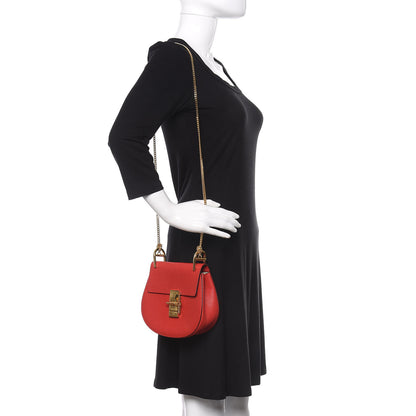Chloe Grained Lambskin Mini Drew Shoulder Bag Plaid Red 2 of 9