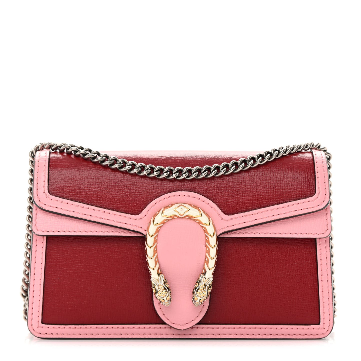 Azalea Calfskin Enamel Super Mini Dionysus Shoulder Bag New Cherry Red Wild Rose Off White