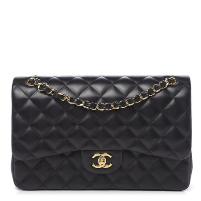 Chanel Lambskin Quilted Jumbo Double Flap Black 1 of 13