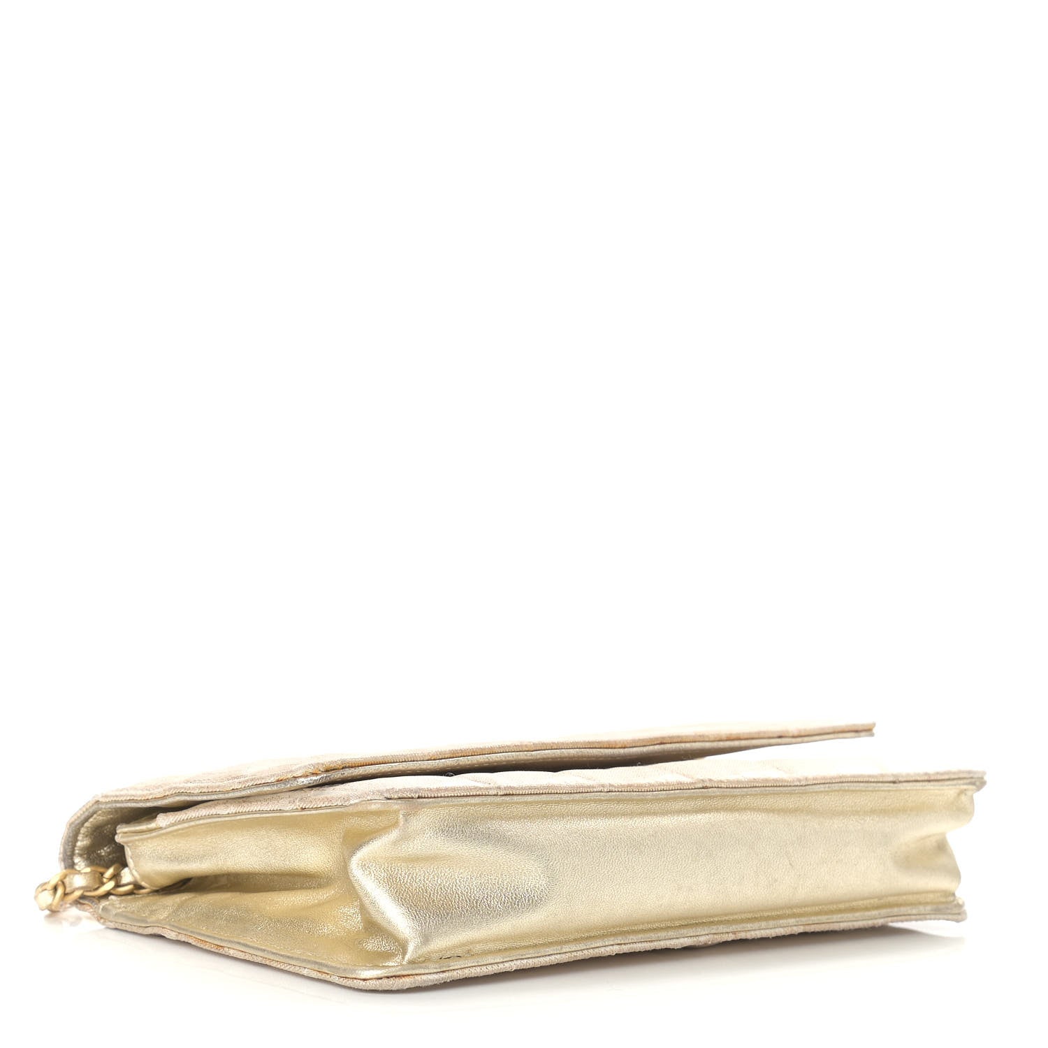 Chanel Nylon Travel Wallet On Chain WOC Metallic Gold 4 of 12