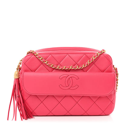 Chanel Lambskin Quilted Chain & Tassel Small Camera Case Fuchsia 1 of 10