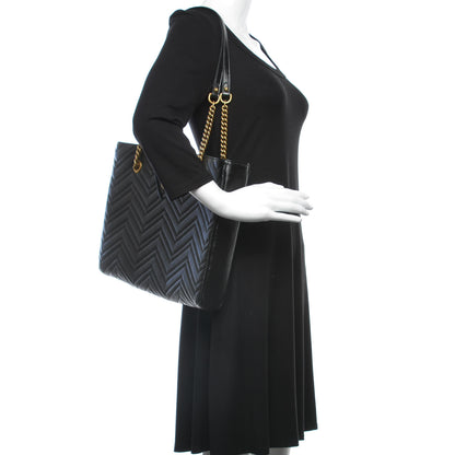Gucci Vintage Calfskin Matelasse Medium GG Marmont Slim Tote Black 2 of 7