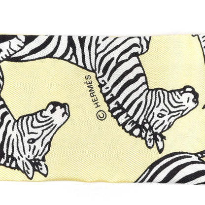 Hermes Silk Les Zebres Twilly Jaune Soufre Black 3 of 4