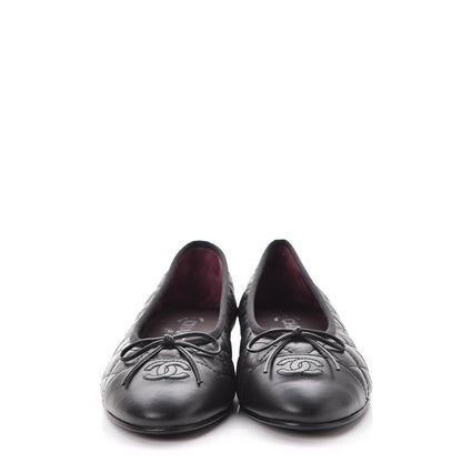 Chanel Aged Calfskin Quilted Cap Toe Ballerina Flats 40.5 Black 2 of 9