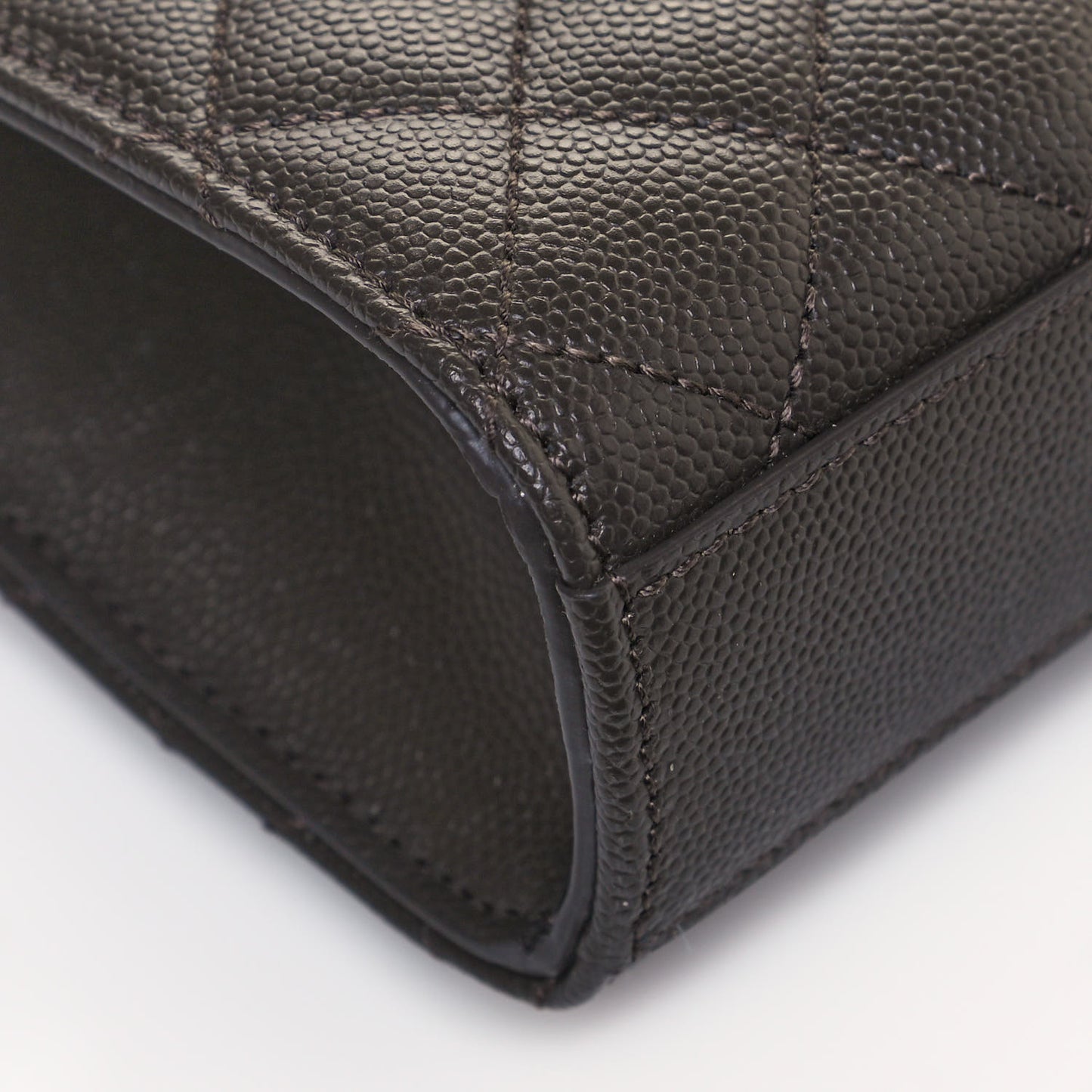 Grain De Poudre Textured Mixed Matelasse Triquilt Small Monogram Satchel Pebble