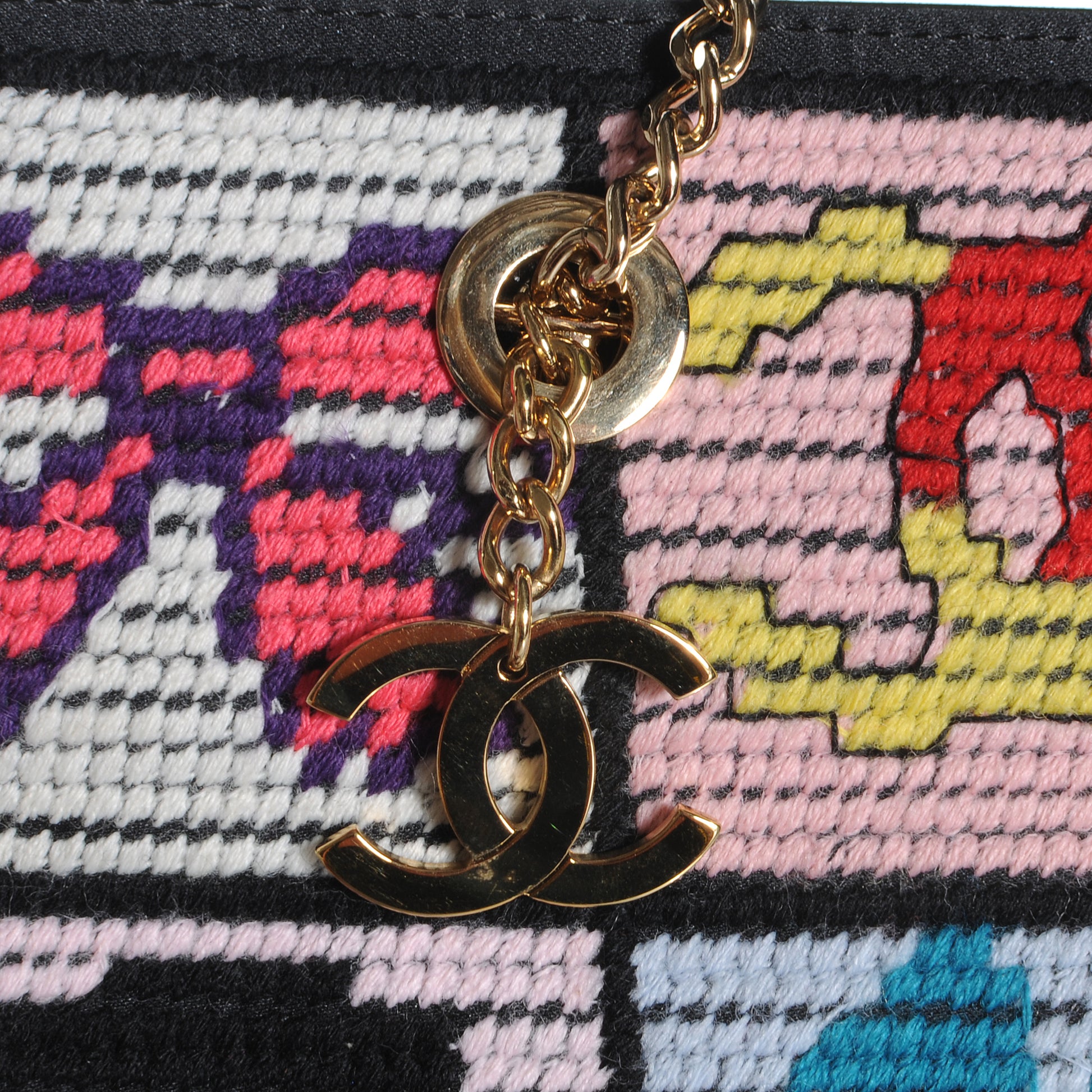 Chanel Needlepoint Precious Symbols Shoulder Bag Black 6 of 10