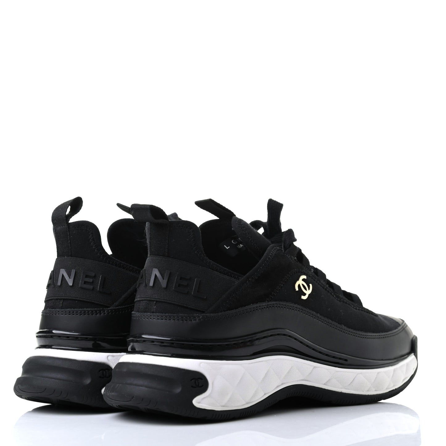 Velvet Calfskin Mixed Fibers CC Sneakers 39.5 Black