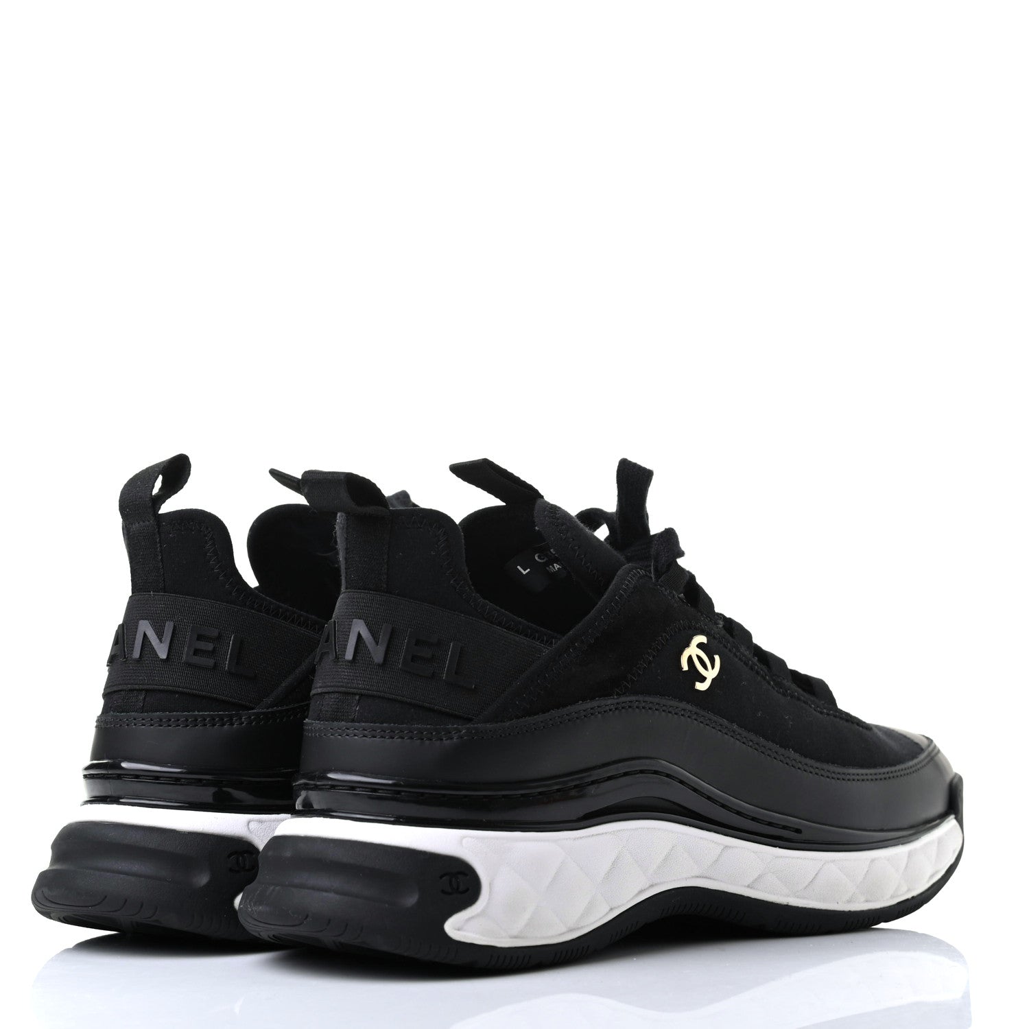 Chanel Velvet Calfskin Mixed Fibers CC Sneakers 39.5 Black 4 of 9