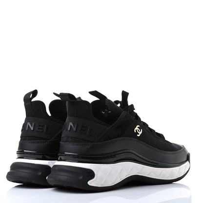 Chanel Velvet Calfskin Mixed Fibers CC Sneakers 39.5 Black 4 of 9