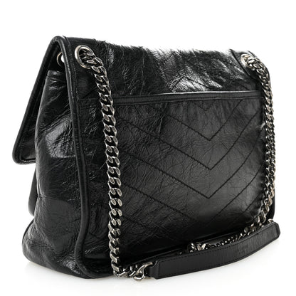Saint Laurent Crinkled Calfskin Matelasse Monogram Medium Niki Chain Satchel Black 3 of 10