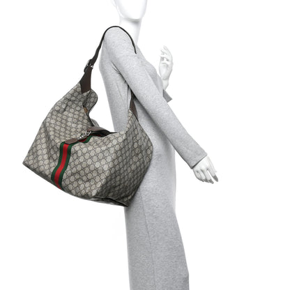 Gucci GG Supreme Monogram Calfskin Web Small Jackie 1961 Shoulder Bag Beige Brown Sugar 2 of 11