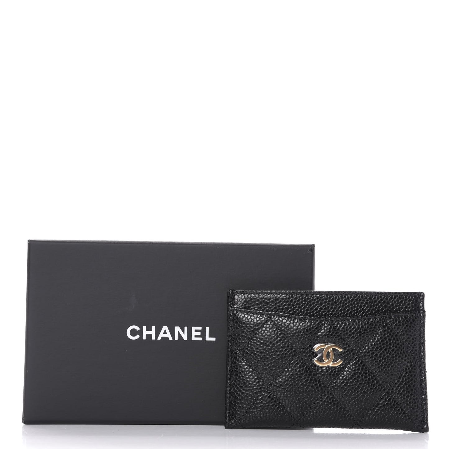 Caviar Quilted Card Holder Black