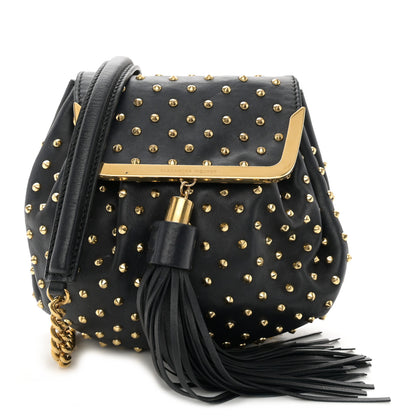 Alexander McQueen Nappa Studded Skull Box Chain Clutch Black Gold 1 of 13